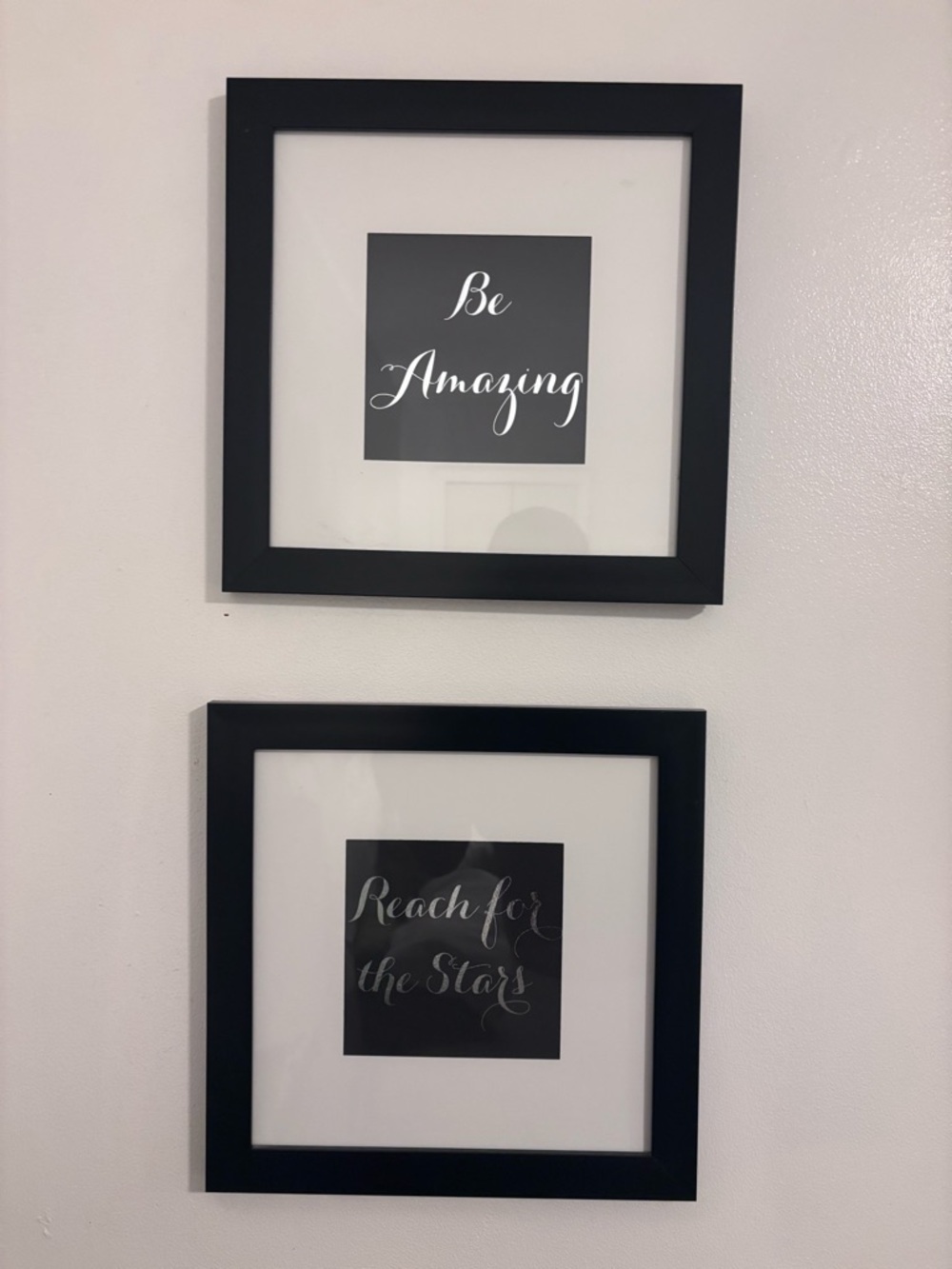 Set of 2 Black Square Wall Frames with Inspirational Prints
